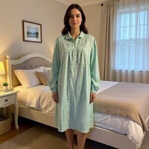 Fundamentals House Dress Nightgown Muu Muu Dress Robe Small Cotton Soft Check
